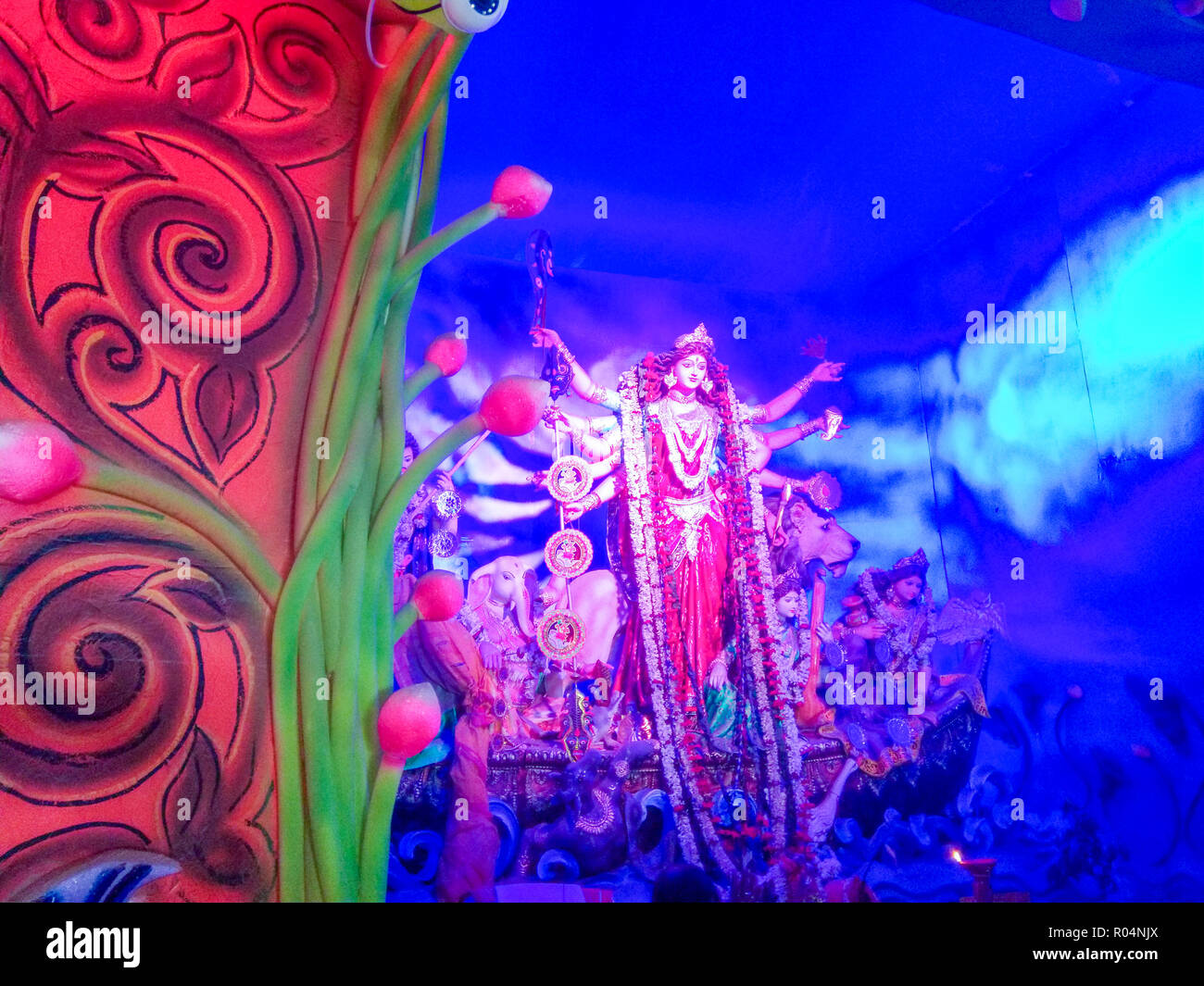 Durga Idol - Durga Puja Navrata, West Bengal, Indien Stockfoto