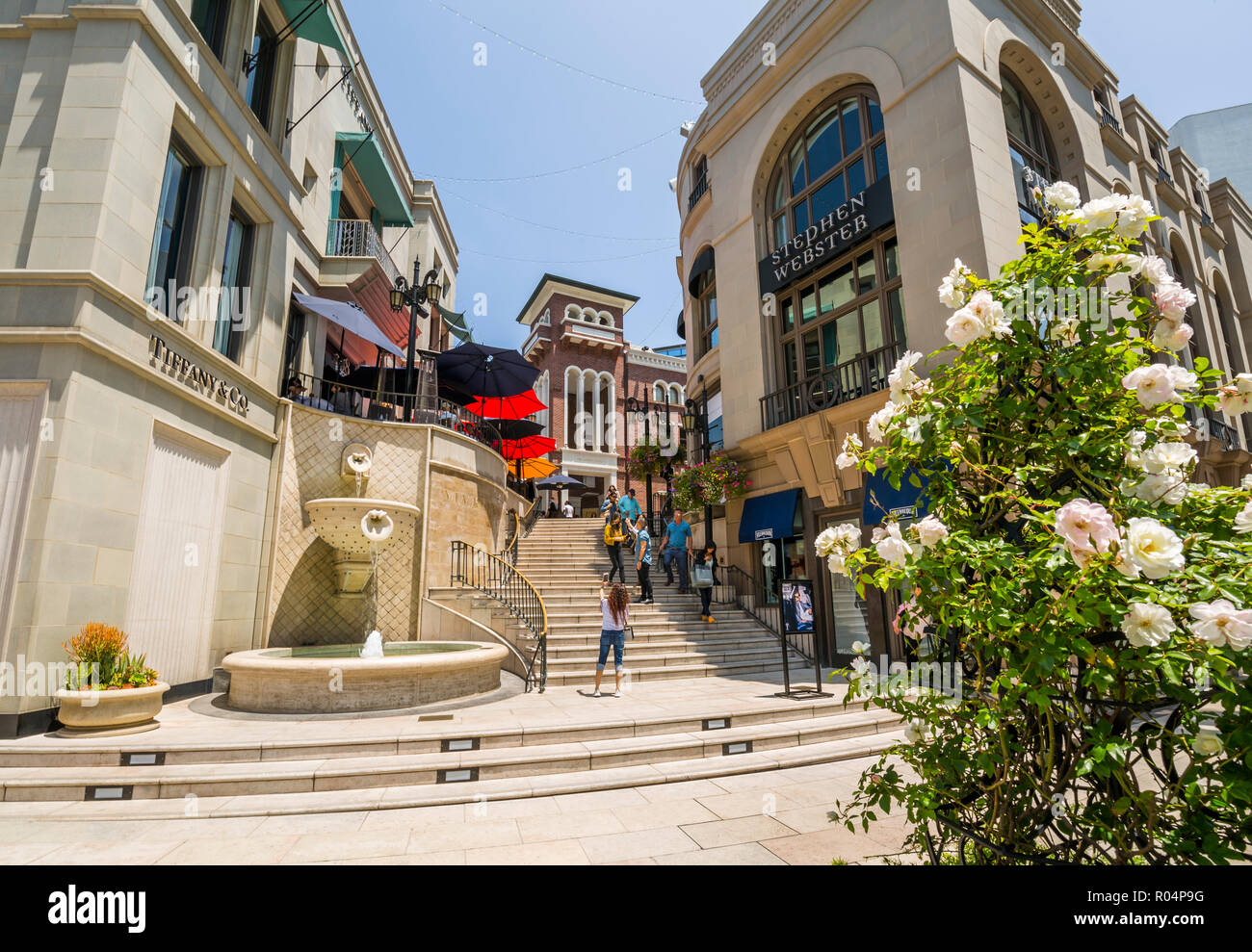 Ansicht des Rodeo Drive Schritte auf dem Rodeo Drive, Beverly Hills, Los Angeles, Kalifornien, Vereinigte Staaten von Amerika, Nordamerika Stockfoto
