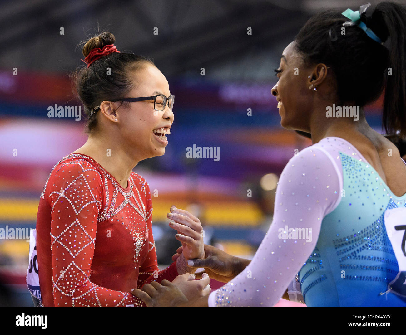 Doha, Katar. 01 Nov, 2018. Morgan Hurd (USA) und Simone Biles (USA