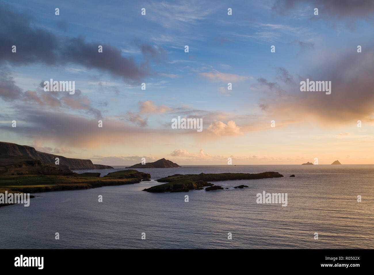 Sonnenuntergang über Valentia Island, County Kerry, Irland Stockfoto