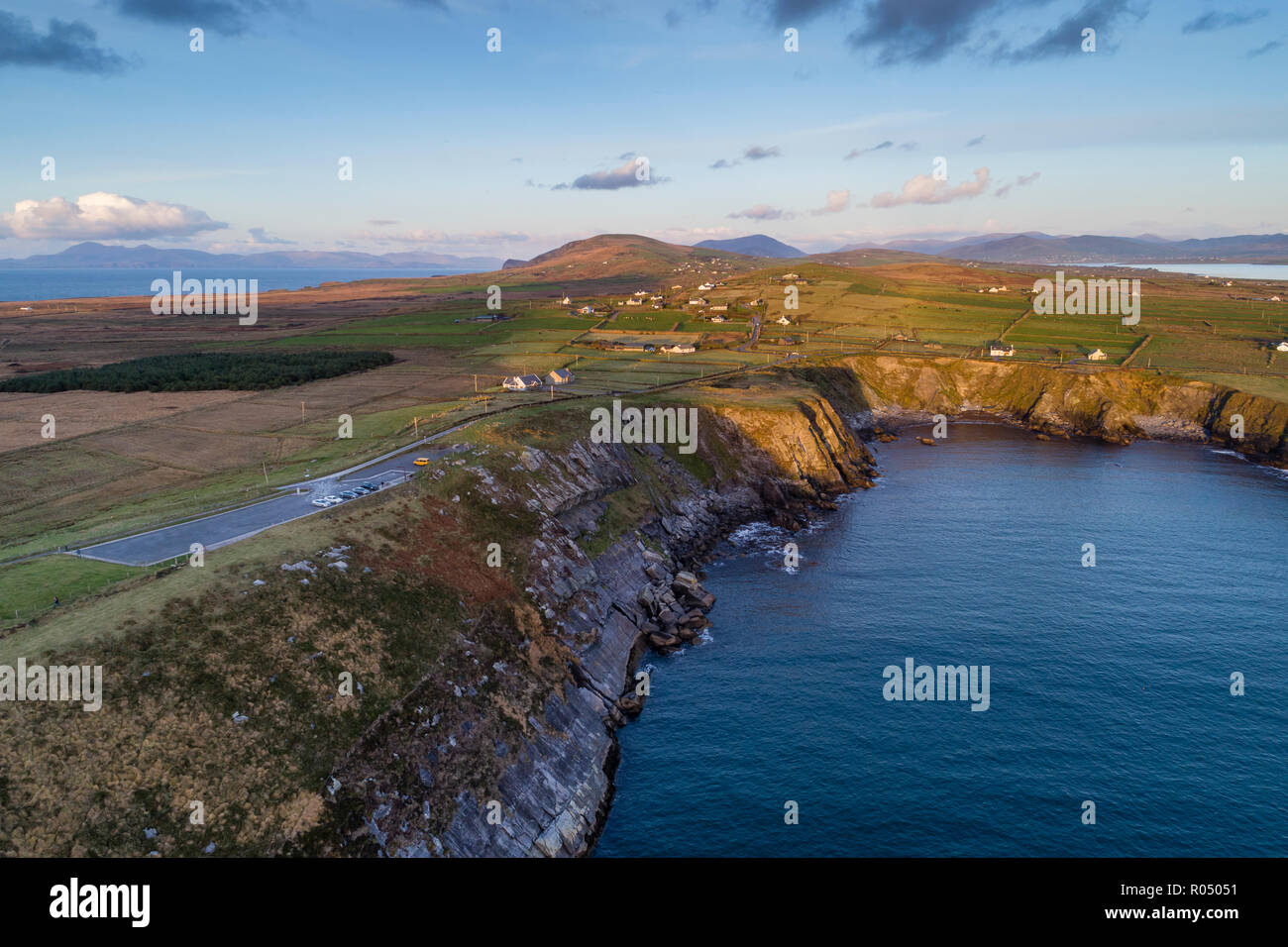 Sonnenuntergang über Valentia Island, County Kerry, Irland Stockfoto