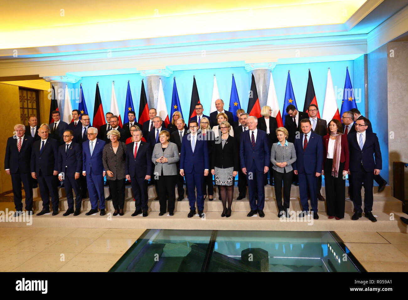 Warschau, Polen, 2. November 2018: Deutsche governemt-Mitglieder in die polnische Regierung für Konsultationen. © Jake Ratz/Alamy leben Nachrichten Stockfoto