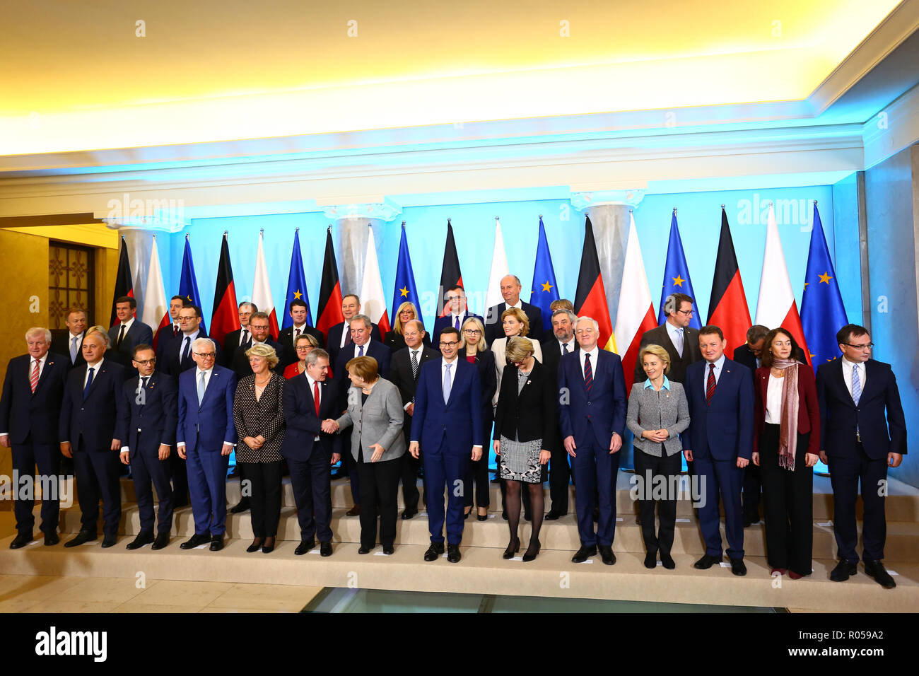 Warschau, Polen, 2. November 2018: Deutsche governemt-Mitglieder in die polnische Regierung für Konsultationen. © Jake Ratz/Alamy leben Nachrichten Stockfoto