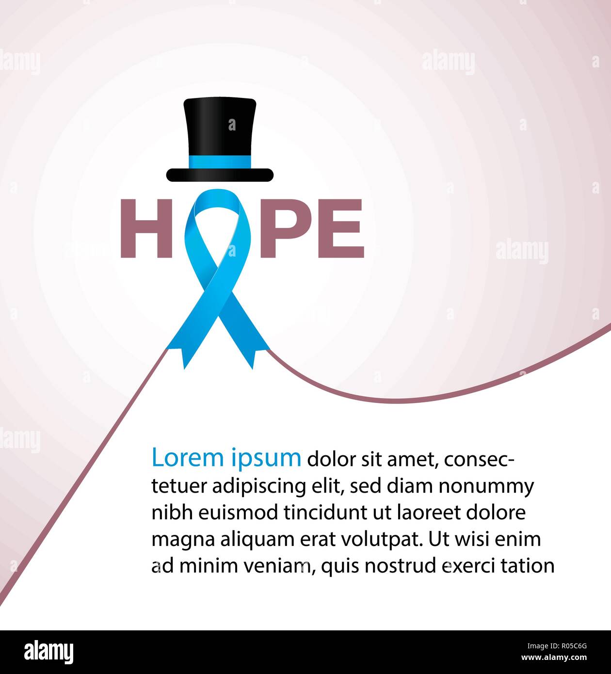 Hoffe Blue Ribbon symbolische für Prostatakrebs Kampagne und die Gesundheit von Männern Stock Vektor