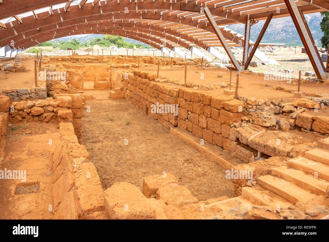 Archäologische Stätte der Säule Krypta, Minoischer Palast von Malia Malia (Mallia), Irakleio Region, Kreta (Kriti), Griechenland Stockfoto