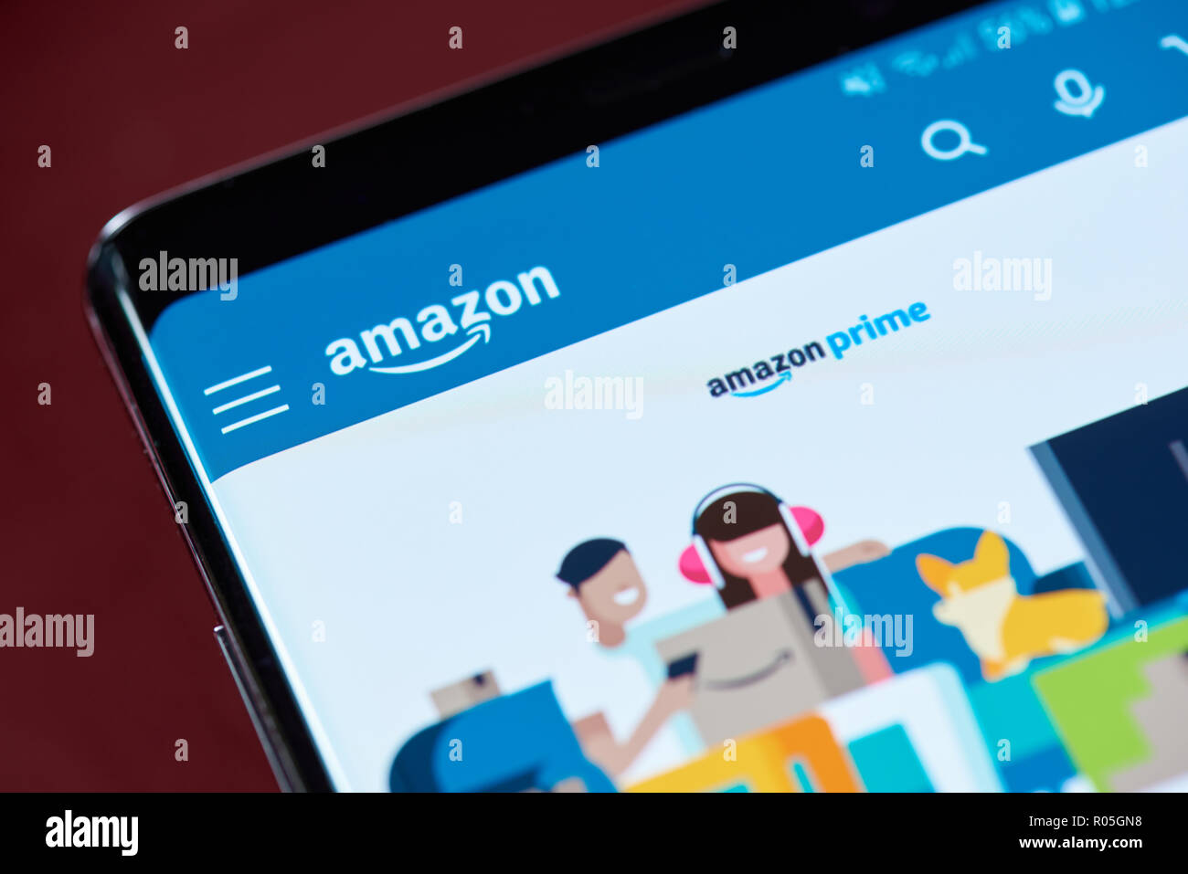 New York, USA - November 1, 2018: Amazon Prime Service Menü Bildschirm des Smartphones Nähe zu sehen. Stockfoto