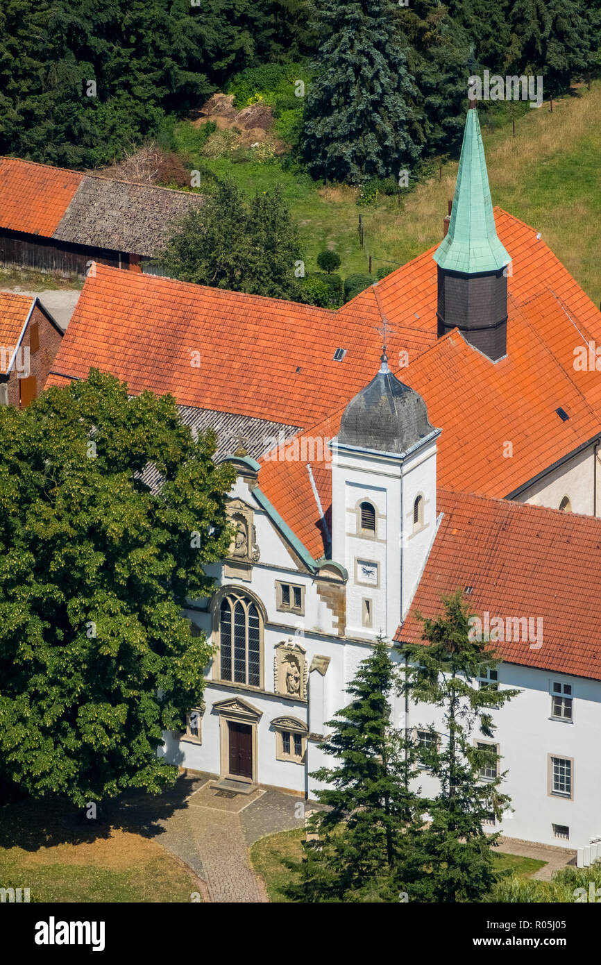 Luftbild, Kloster Vinnenberg - Ort geistlicher Erfahrungen, Landgasthof - Hotel zum Kühlen Grunde, Bever, Staatswald Vinnenberger Busch, Warendorf, Münsterl Stockfoto