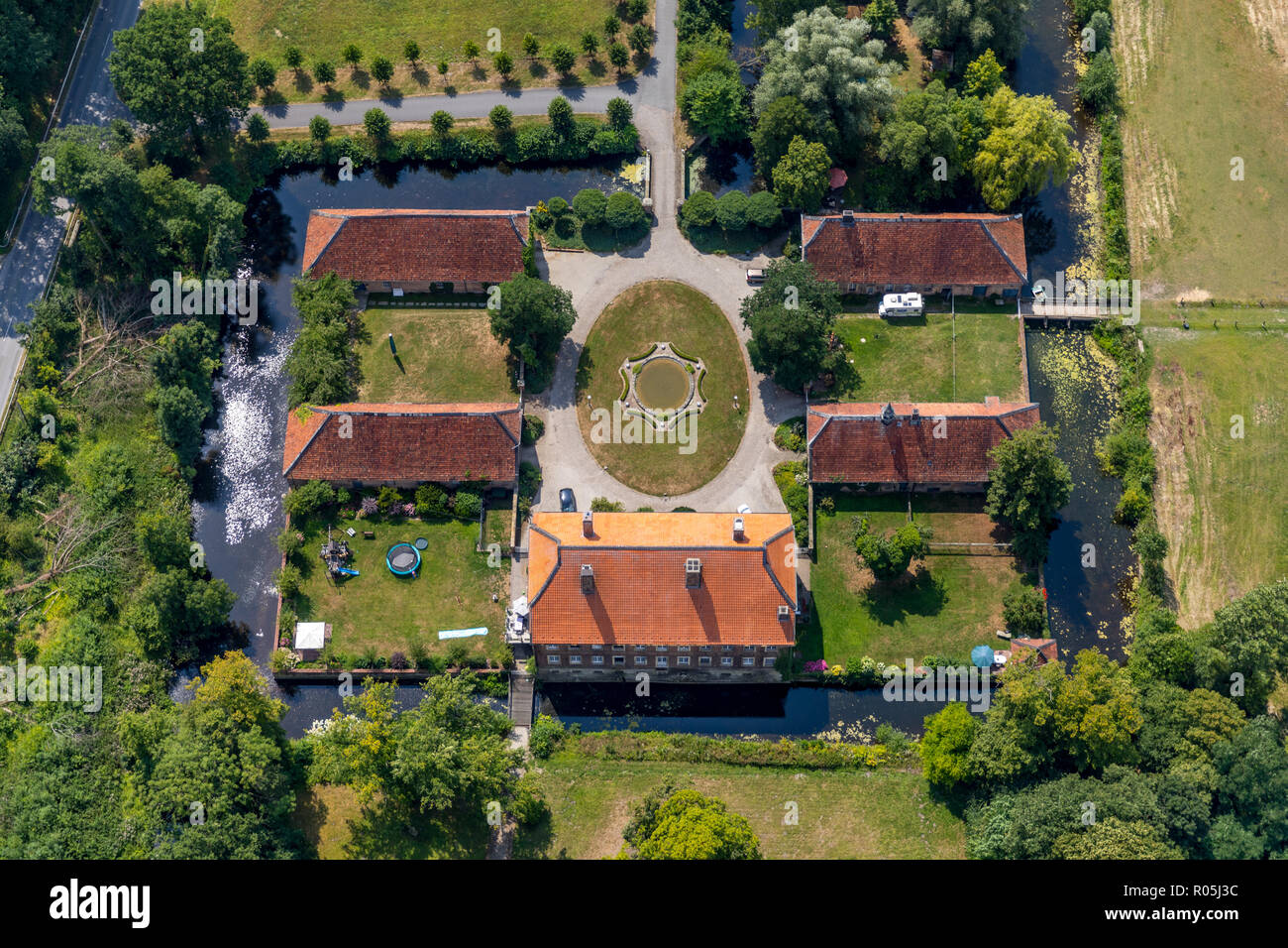 Luftaufnahme, Haus Venne, Mersch, Mühlebach, Drensteinfurt, Münsterland, Nordrhein-Westfalen, Deutschland, Europa, DEU, Vögel-Augen-blick, Luftaufnahme, ein Stockfoto