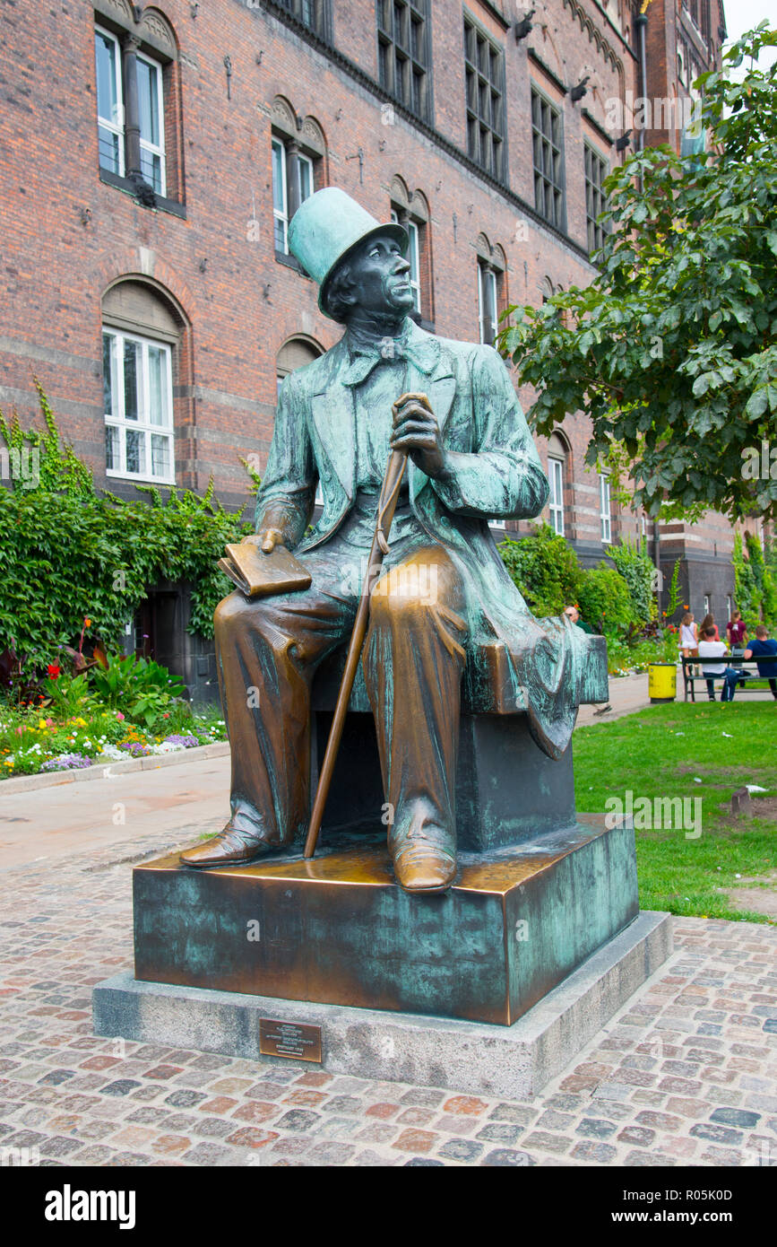 Hans Christian Anderson Statue im Zentrum von Kopenhagen Dänemark Hauptstadt Stockfoto