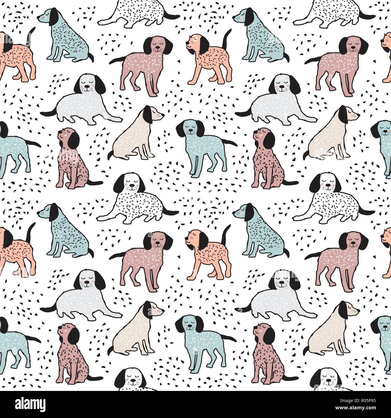 Kindisch nahtlose Muster mit Hunden. Cute Baby design Stock Vektor