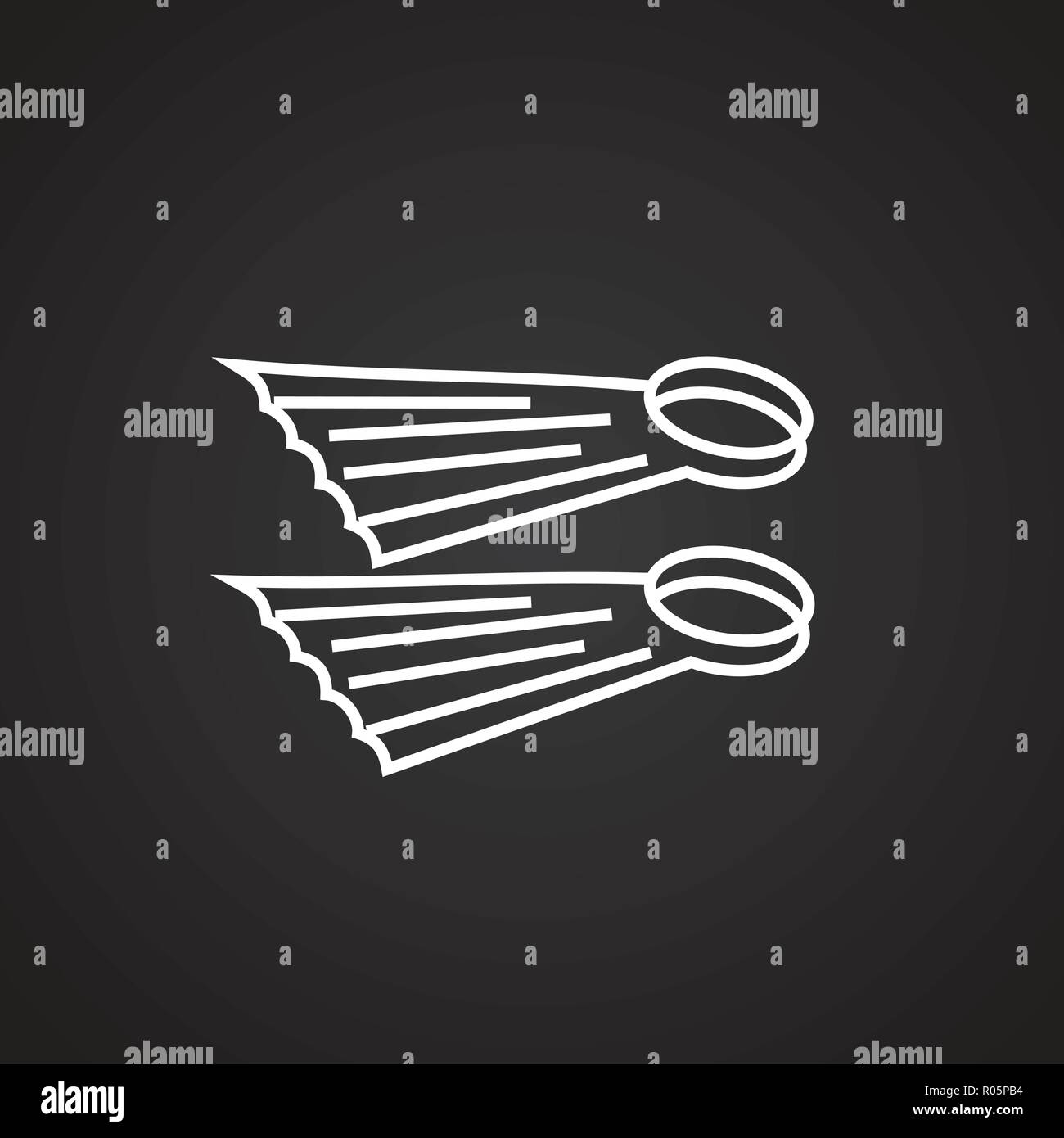 Flipper dünne Linie auf schwarzem Hintergrund Stock Vektor
