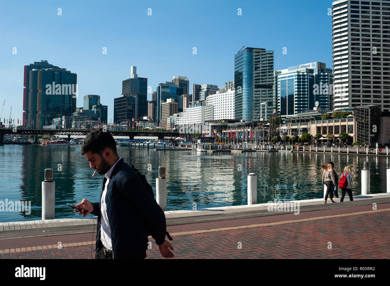 Sydney, Australien, Blick auf die Stadt vom Geschäftsviertel und Cockle Bay Stockfoto