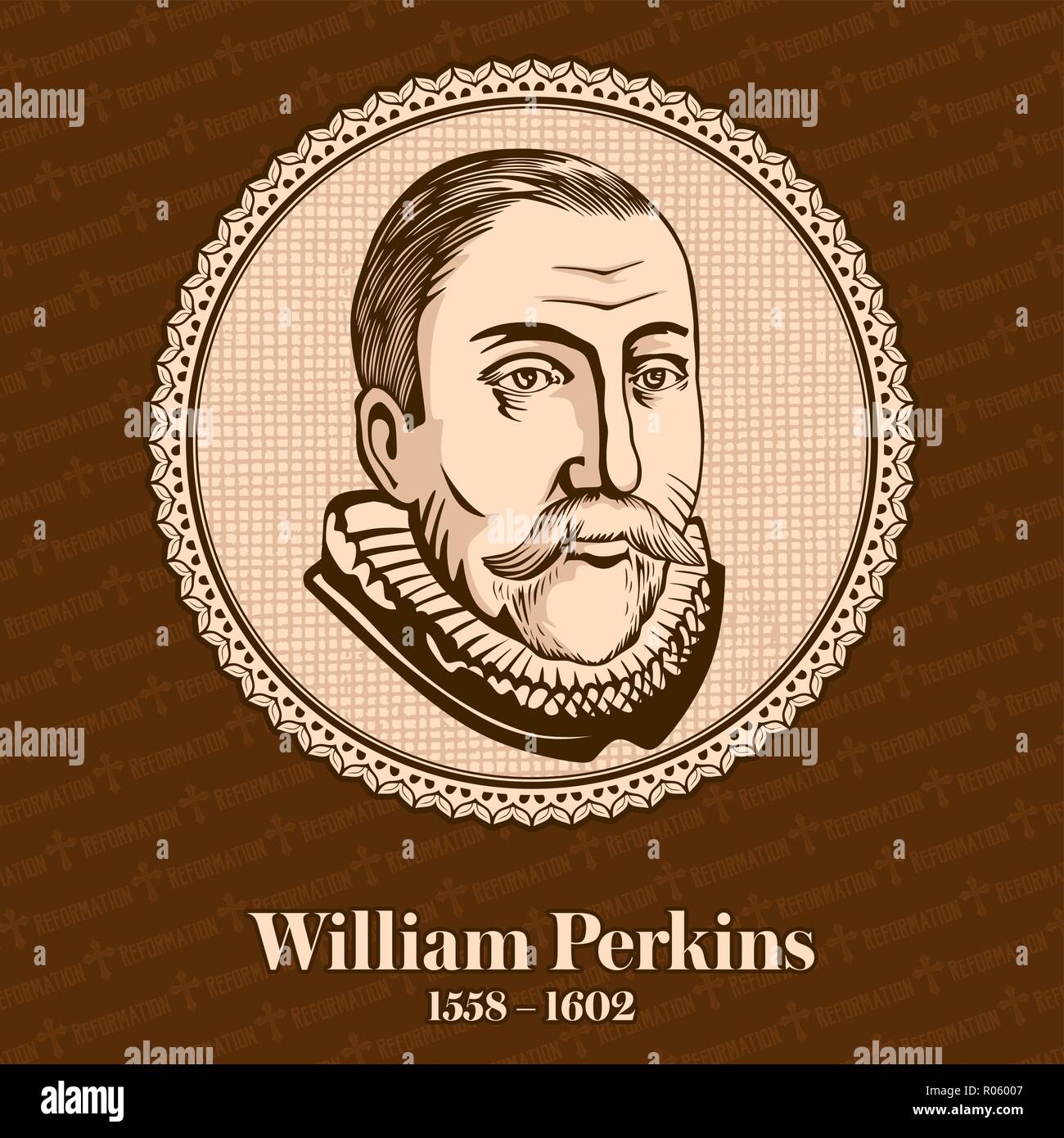 William Perkins (1558 - 1602) war ein einflussreicher Englischer Kleriker und Theologe, Cambridge und auch einer der bedeutendsten Führer der puritanischen Bewegung Stock Vektor