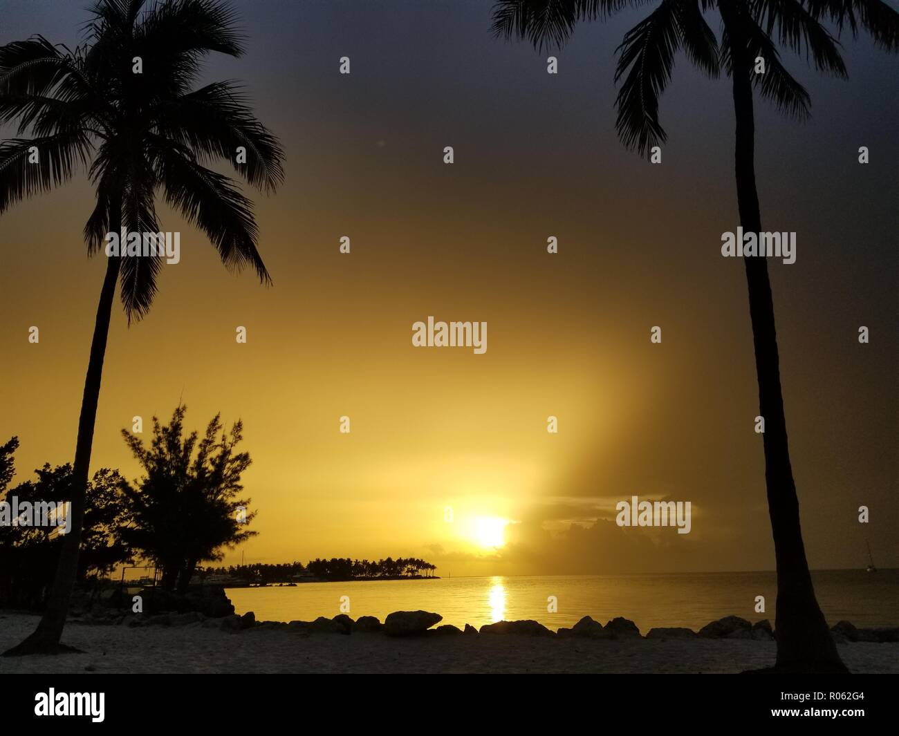 Sonnenuntergang am Tranquality Bucht in Marathon, FL in Flordia Keys Stockfoto