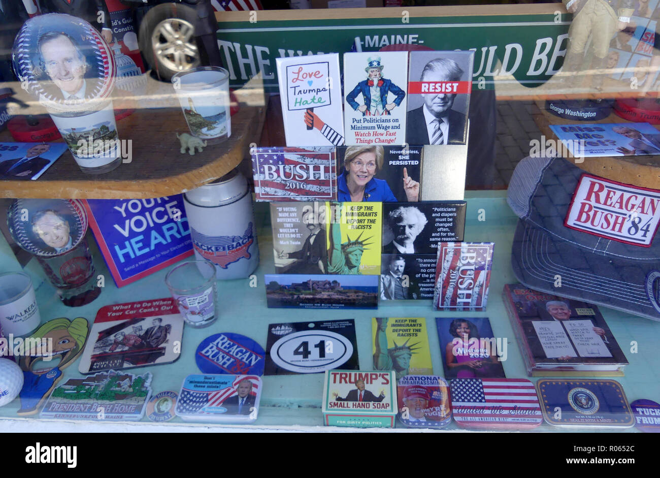 Amerikanische politische Erinnerungsstücke in einem Washington Schaufenster. Foto: Tony Gale Stockfoto