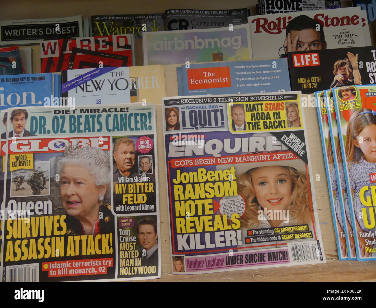 Amerikanische Zeitschriften auf Verkauf in Washington im September 2018. Foto: Tony Gale Stockfoto