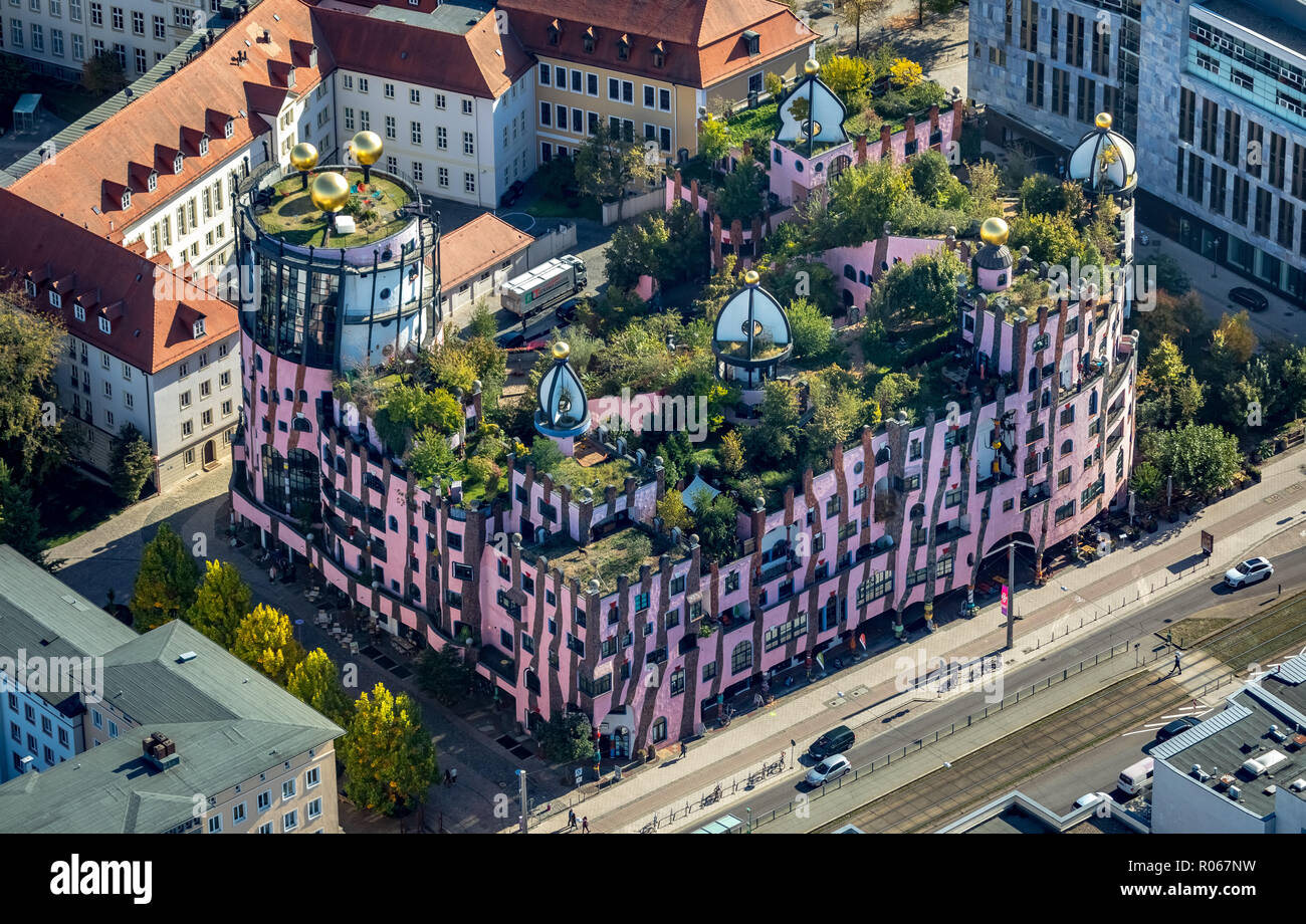 Luftaufnahme, Grüne Zitadelle Hundertwasser Haus, Arthotel Magdeburg ...