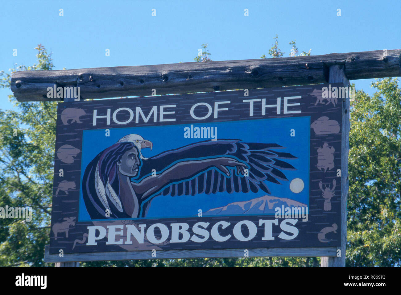 Eintrag anmelden, um die penobscot Indian Reservation, Maine. Foto Stockfoto