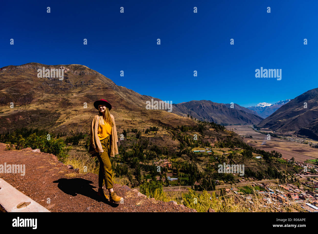 Die alten Inka Zitadelle von Pisac im Heiligen Tal, Peru, Südamerika Stockfoto