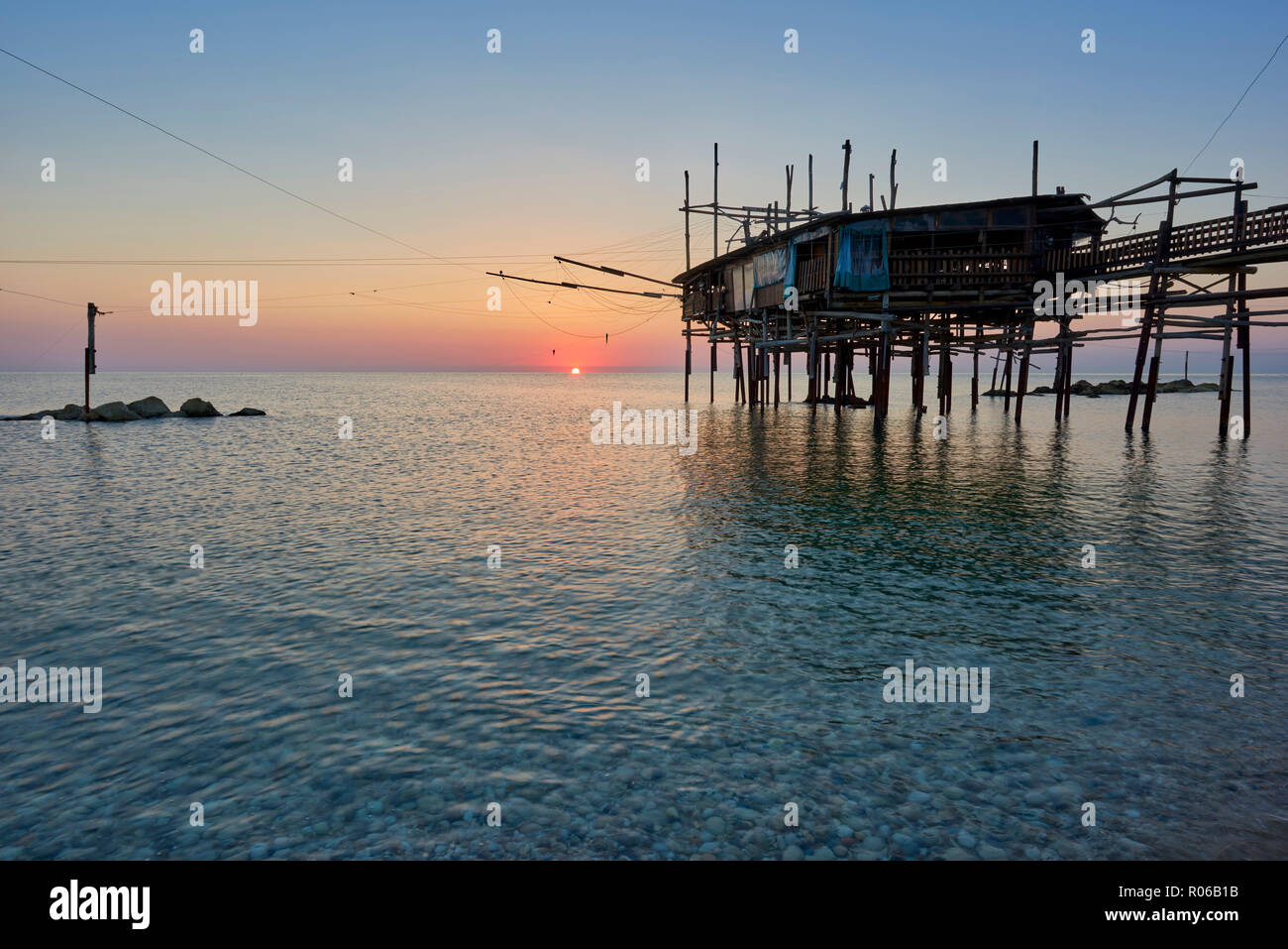 Sunrise, San Vito Chietino, Trabocchi Küste, Abruzzen, Italien, Europa Stockfoto