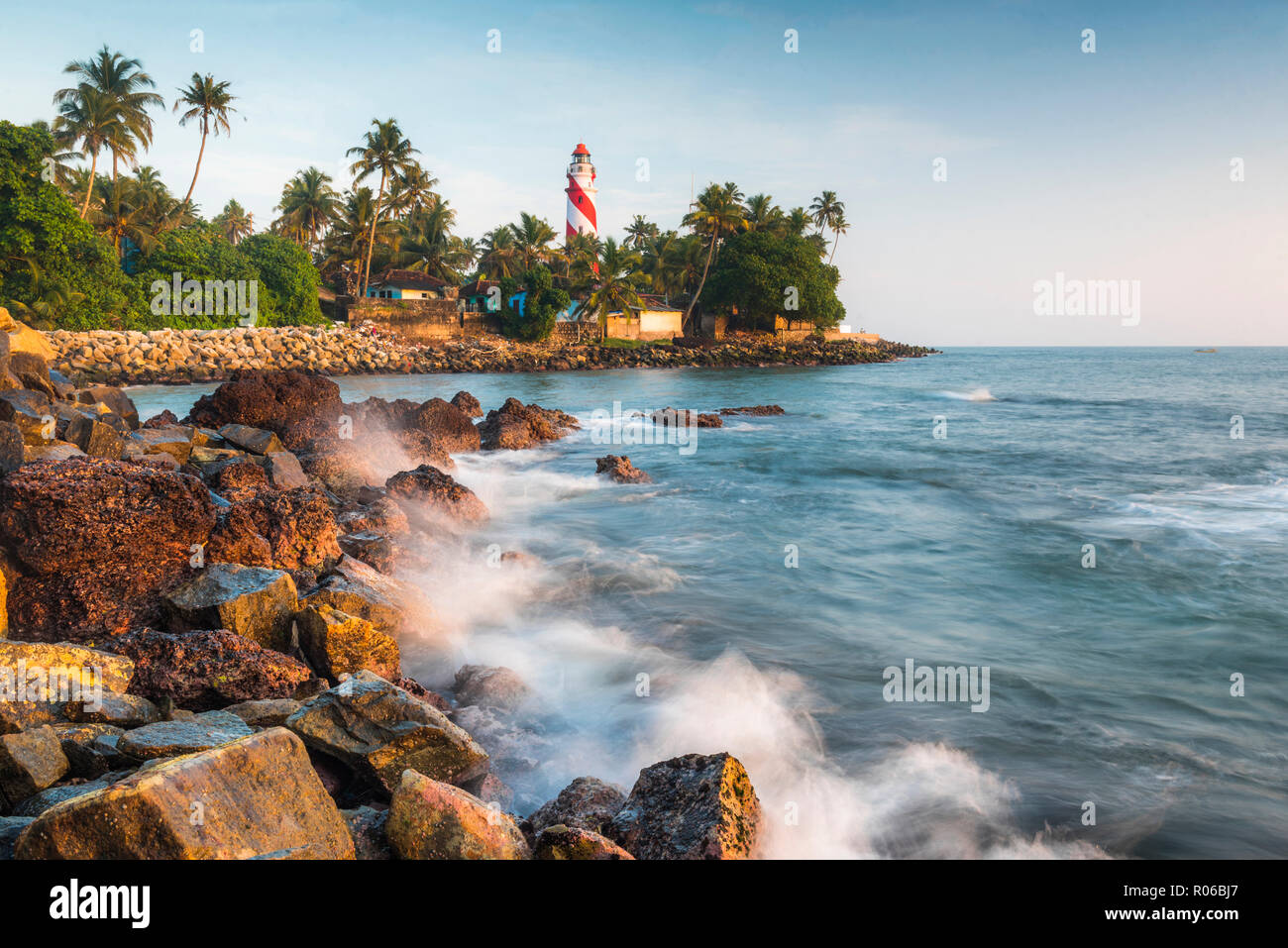 Thangassery Leuchtturm, Kerala, Indien, Asien Stockfoto