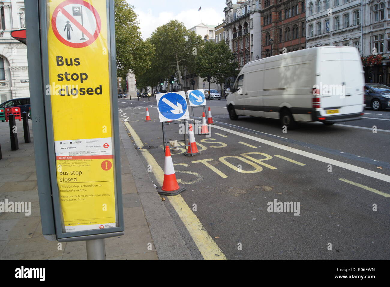 Traffic Management in Whitehall, London Stockfoto