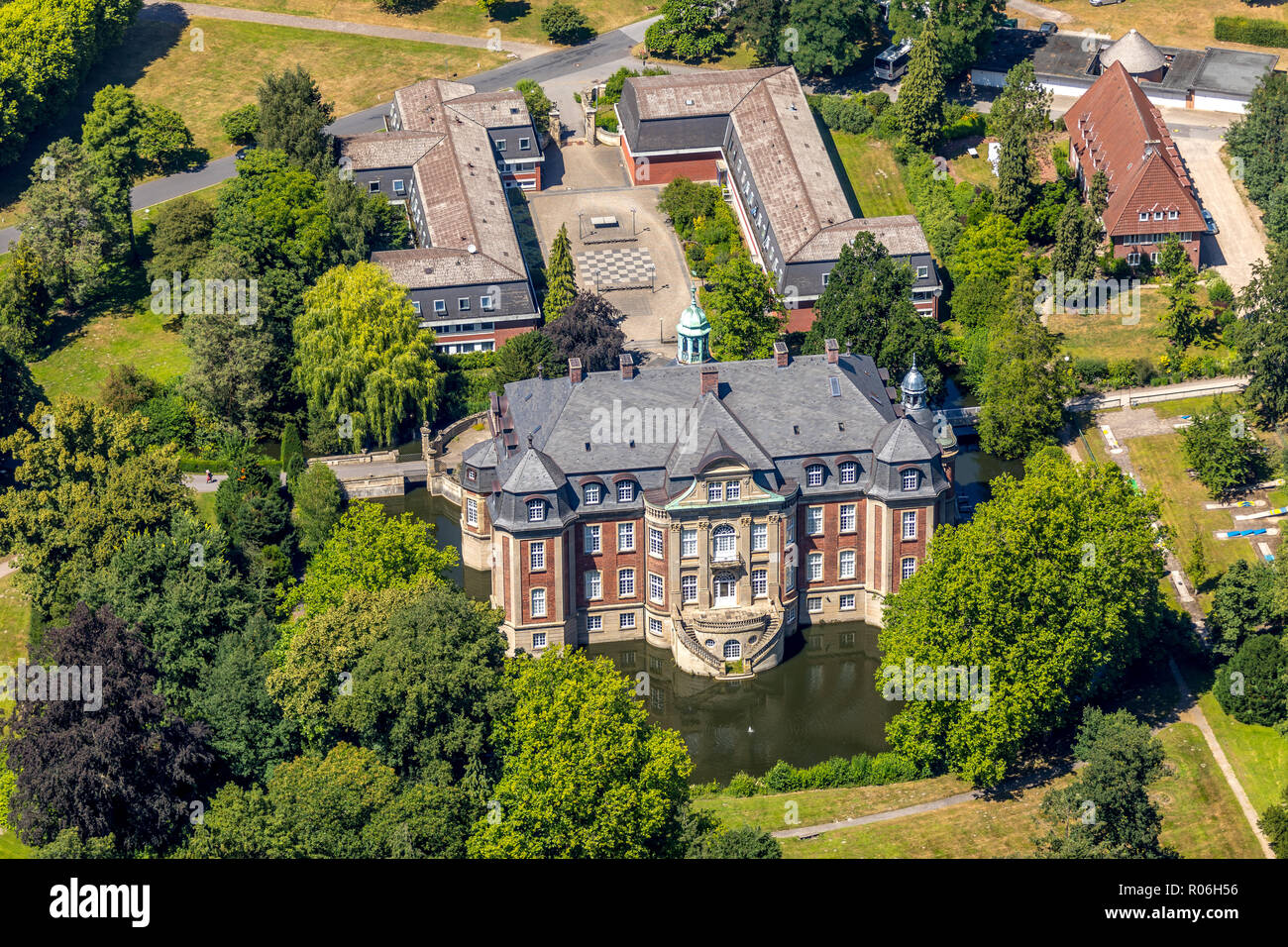 Luftaufnahme, Schloss Loburg, Wasser Schloss, Collegium Jahanneum hohe Schule und Internat, Holtkamp graben Loburg, Ostbevern, Münsterland,R Stockfoto