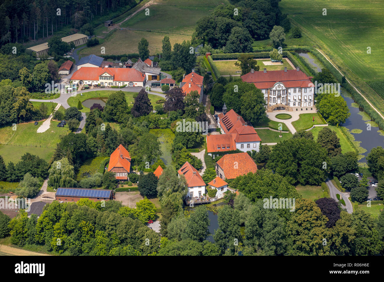 Luftbild, Übersicht Schlossanlage Schloss Harkotten Harkotten