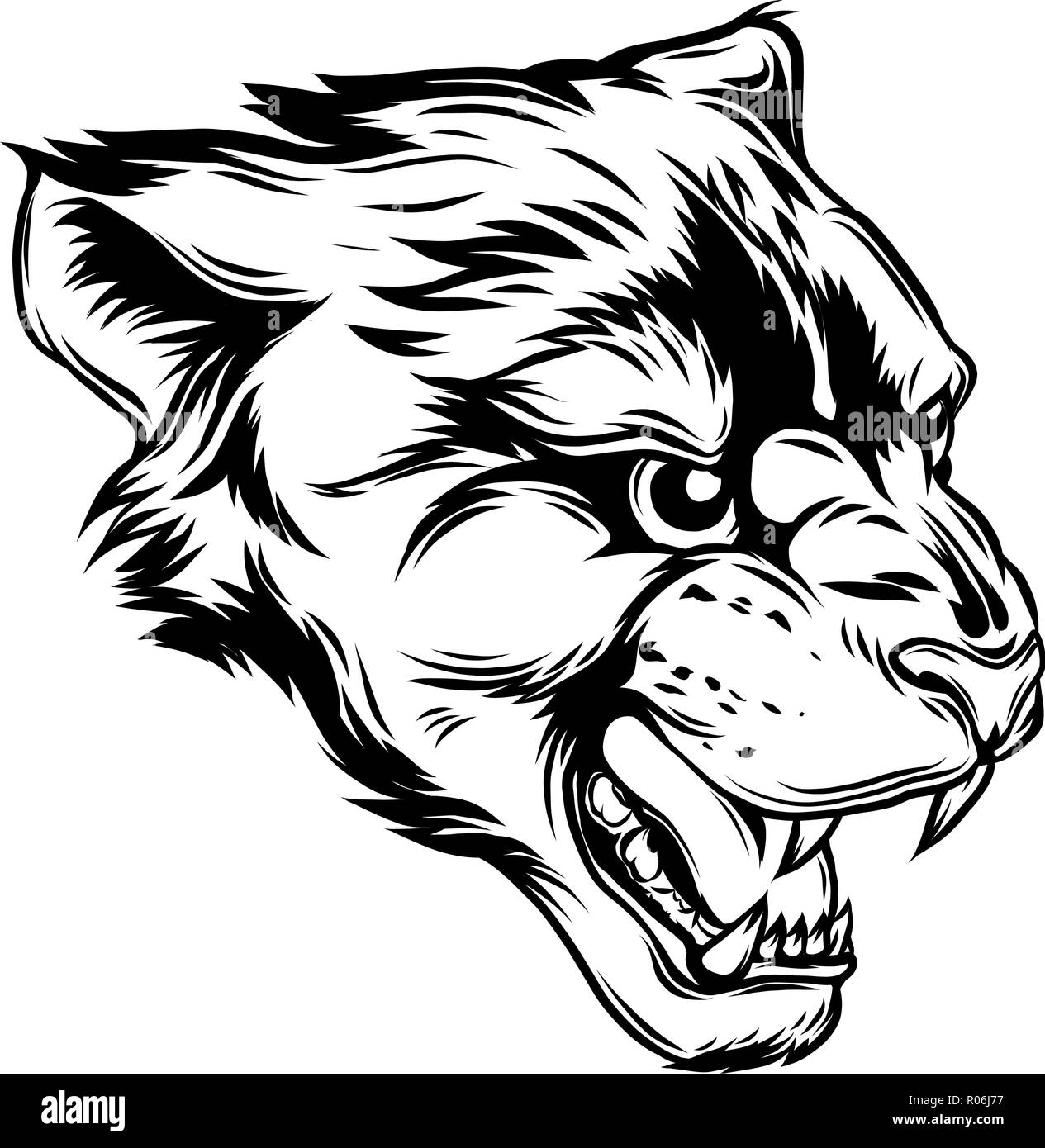 Cougar Panther Mascot Head Vector Graphic illustration Stock Vektor
