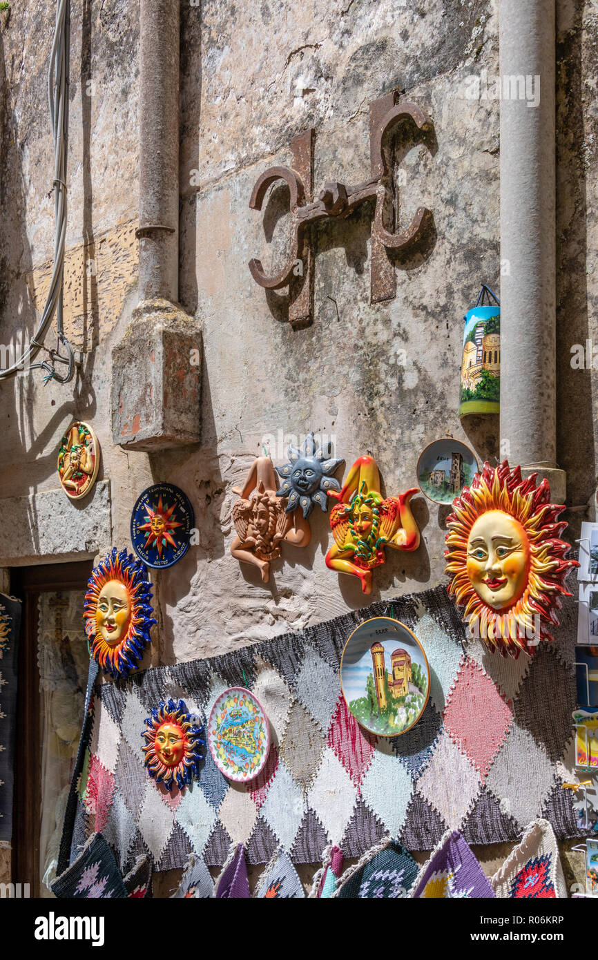 Touristische Shop, Erice, Sizilien Stockfoto