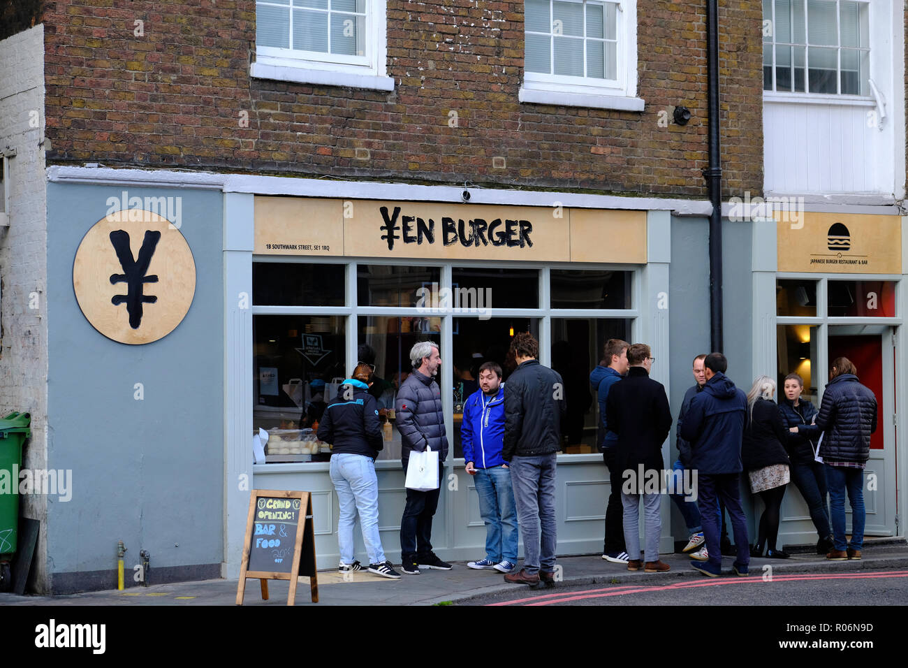 Yen Burger, London, Vereinigtes Königreich Stockfoto