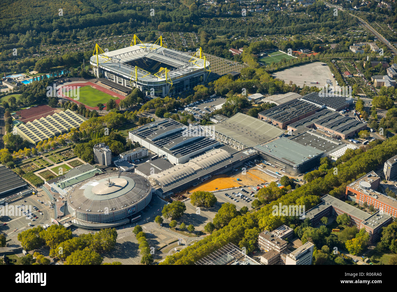 Messe Dortmund, Umbau Messeeingang, Westfalenhalle Dortmund, SignalIdunaPark, Westfalenstadion Dortmund, BVB-Stadion, Fußballstadion,, steinerne Brück Stockfoto