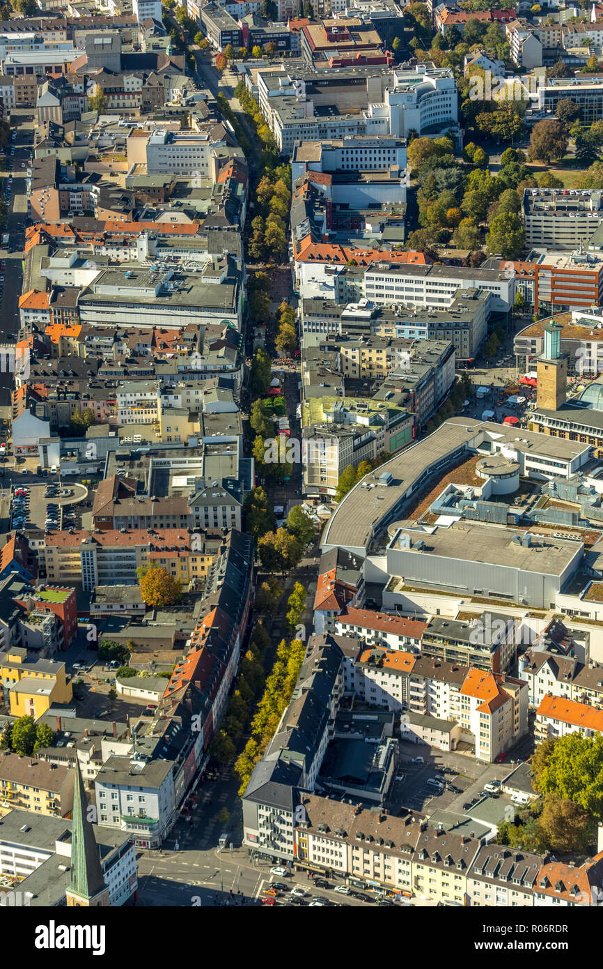 Luftaufnahme, Friedrich-Ebert-Platz, Fußgängerzone, Shopping Street, Einkaufsstraße, Volme Galerie GbR, Hagen, Volme, Ruhr, Nordrhein-Westfalen, DE Stockfoto