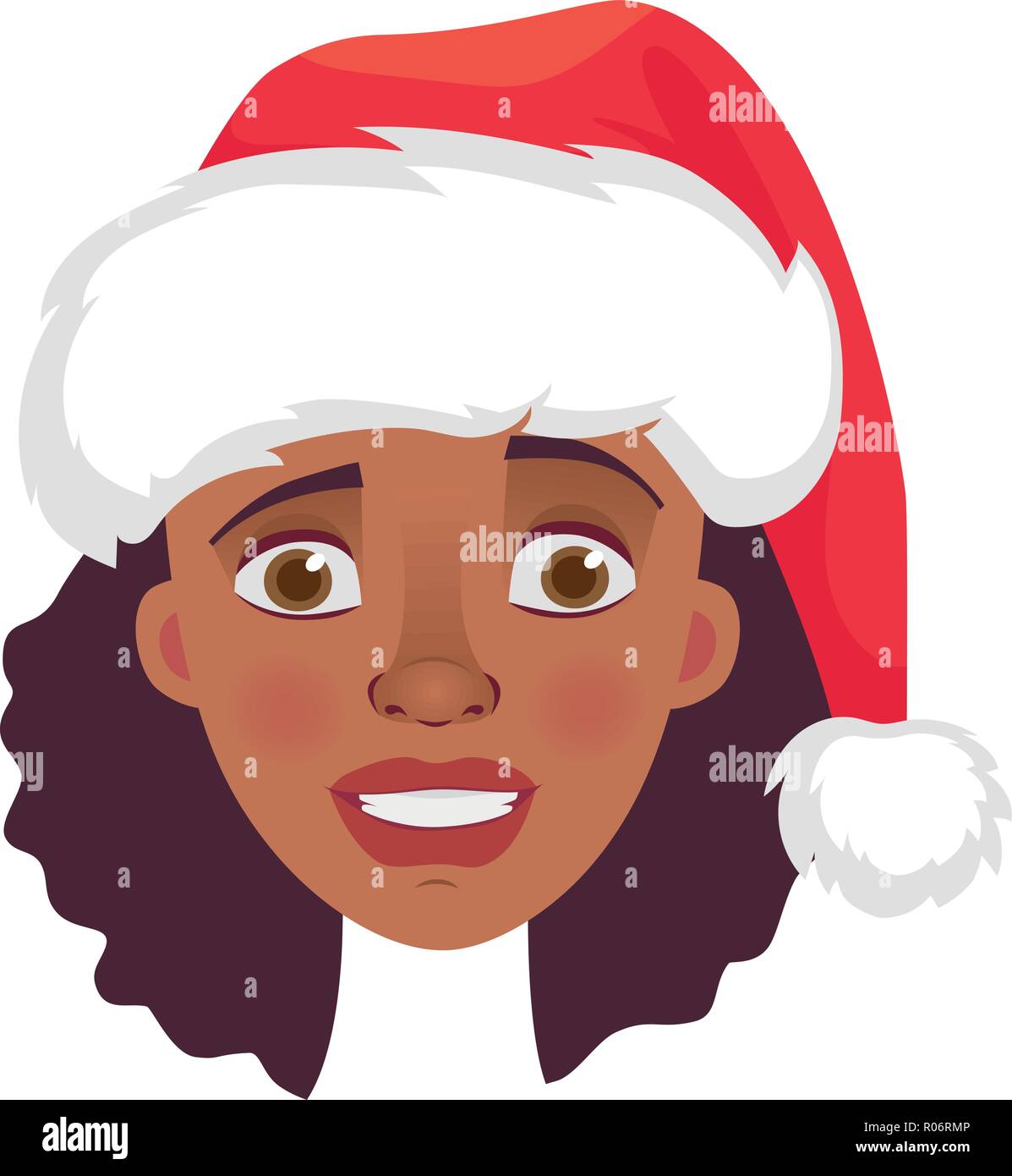 Gesicht der afrikanischen Frau in der Mütze. Gefühle der afrikanischen amerikanischen Frau Gesicht. Mimik Vector Illustration Stock Vektor