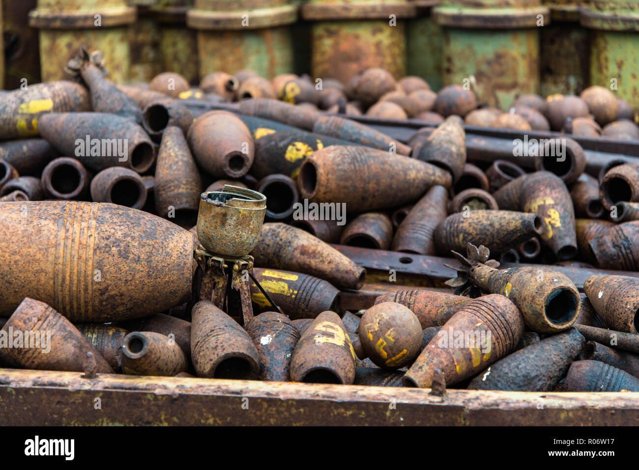 Nicht explodierter Munition (UXO) in Laos nach dem Vietnamkrieg Stockfoto