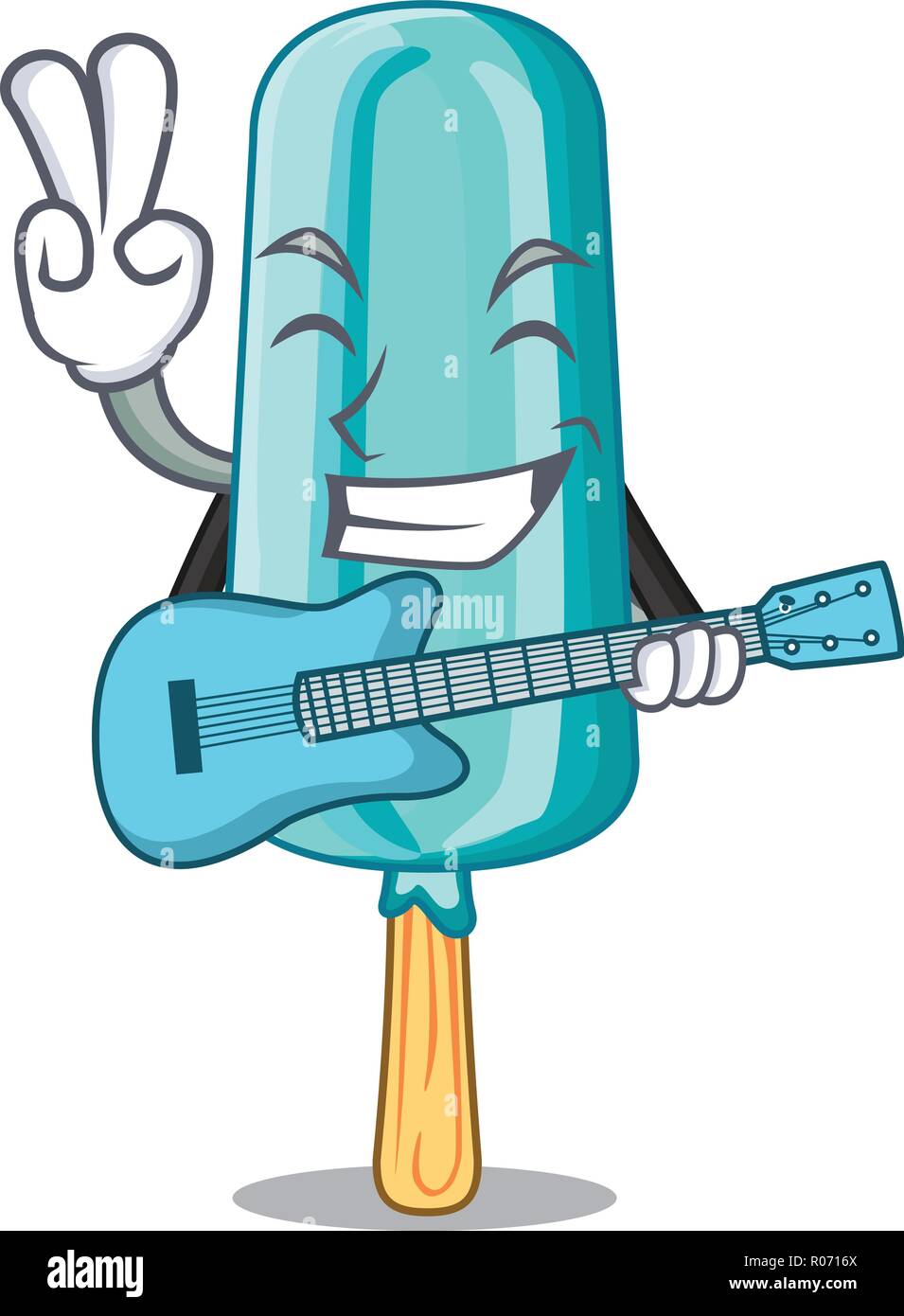 Mit Gitarre Eis geformt mit Stick Cartoon Stock Vektor