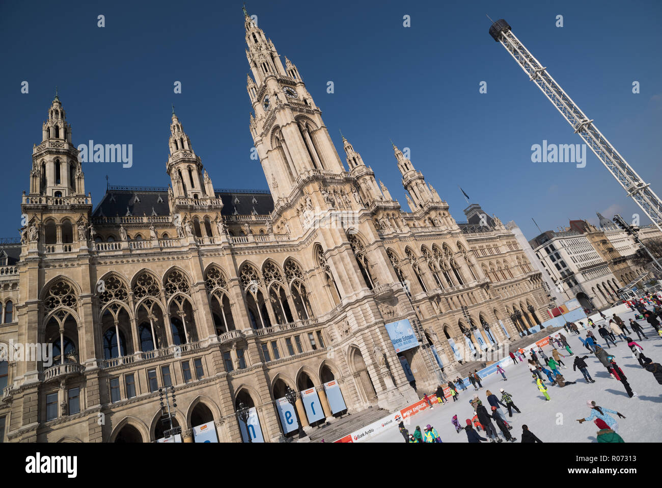 Wien, Rathaus, Eistraum - Wien, Rathaus, Eistraum, Eisbahn Stockfoto