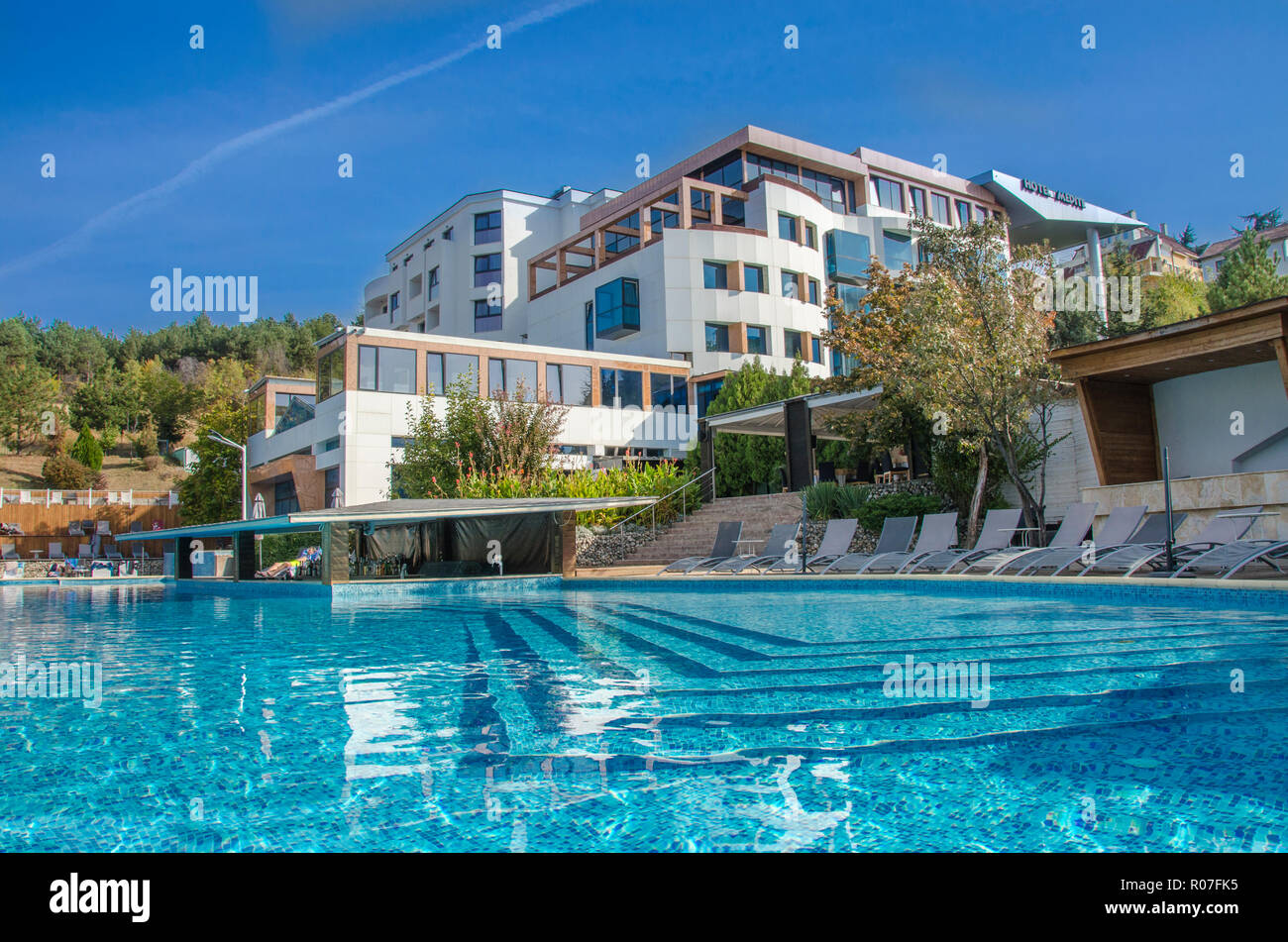 Sandanski Stadt Bulgarien - Pool in Medite Hotel Stockfoto