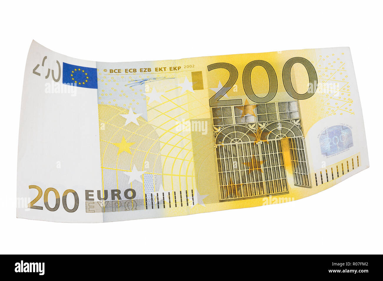 Zweihundert euro Banknote auf weißen Hintergrund. Stockfoto