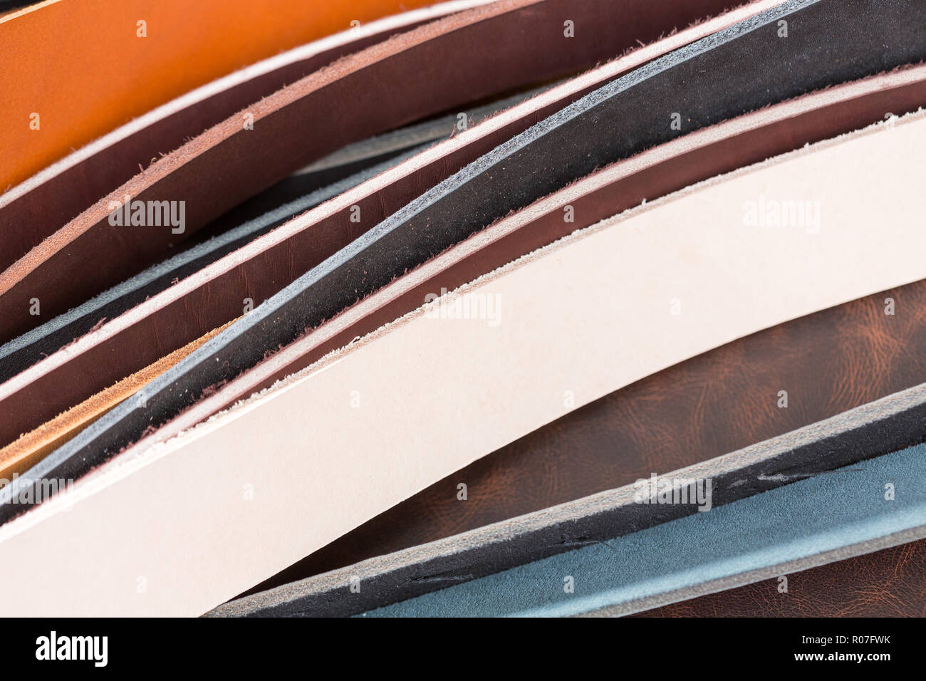 In der Nähe von multiculured Leder Stücke. Hohe resolultion Foto. Stockfoto