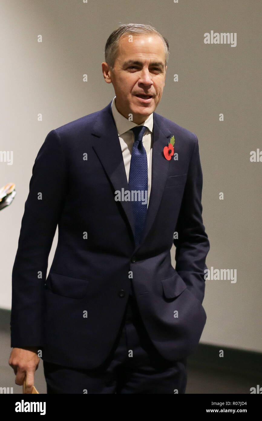 Der Gouverneur der Bank of England, Mark Carney, spricht während der Bekanntgabe der neuen Polymer £50 Note im Science Museum, Kensington, London. Die neue £50-Note wird einen prominenten britischen Wissenschaftler zeigen, und Mitglieder der Öffentlichkeit werden gebeten, Nominierungen zu machen. Stockfoto