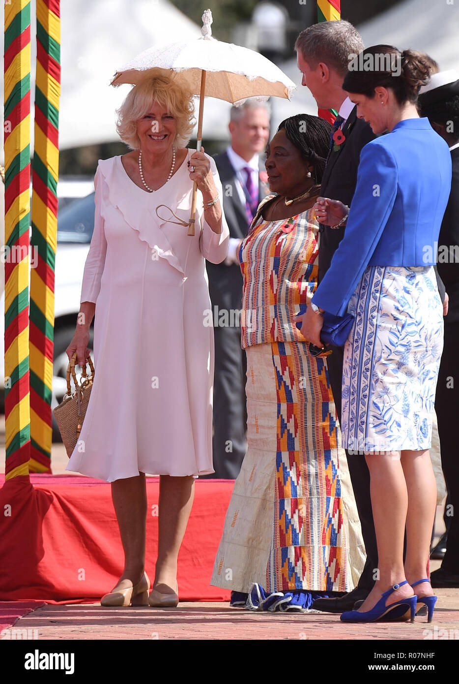 Die Herzogin von Cornwall kommt an Jubiläum Haus in Accra, Ghana, am dritten Tag der königlichen Reise nach Westafrika. Stockfoto