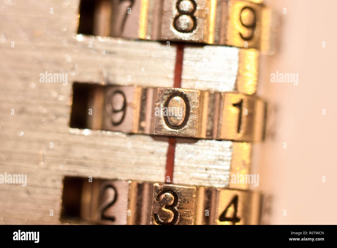 Numerische Schlösser in Nahaufnahme Stockfoto