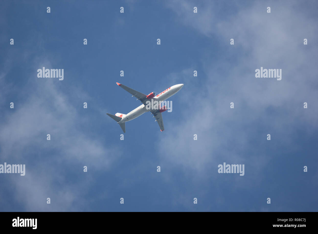 Chiangmai, Thailand - 30. Oktober 2018: HS-LUW Boeing 737-800 der Thai lionair Airline. Von Chiangmai Flughafen in Bangkok. Stockfoto