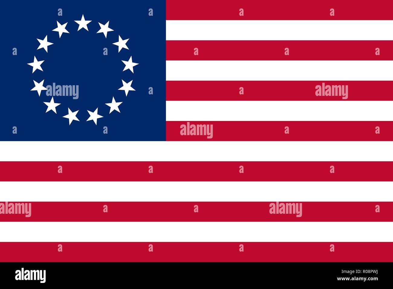 Betsy Ross Flagge. Historische Flagge Staaten Unnited Stock Vektor