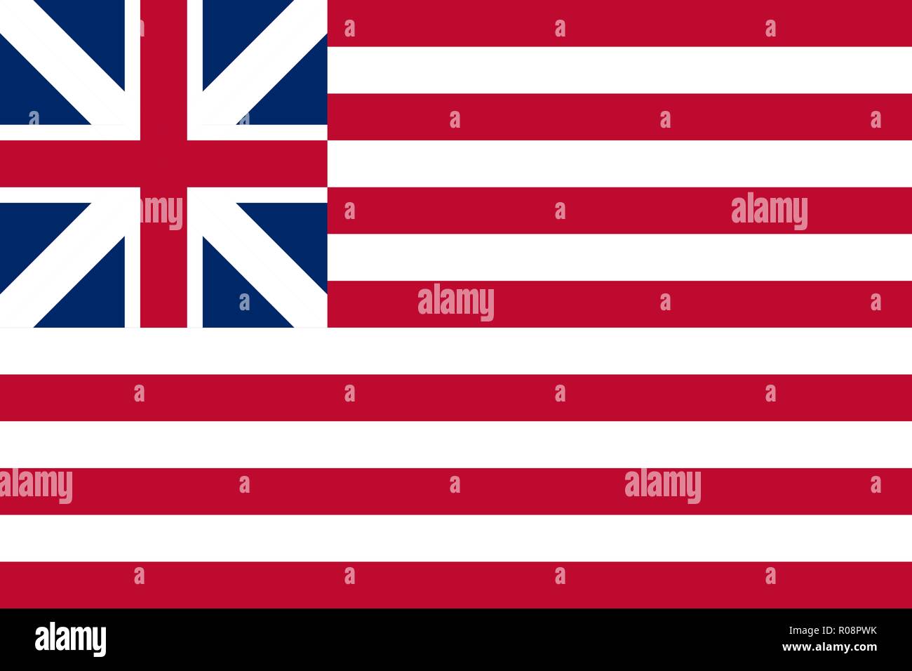 Grand Union Flag, kontinentales Farben. Historische Flagge Staaten Unnited Stock Vektor