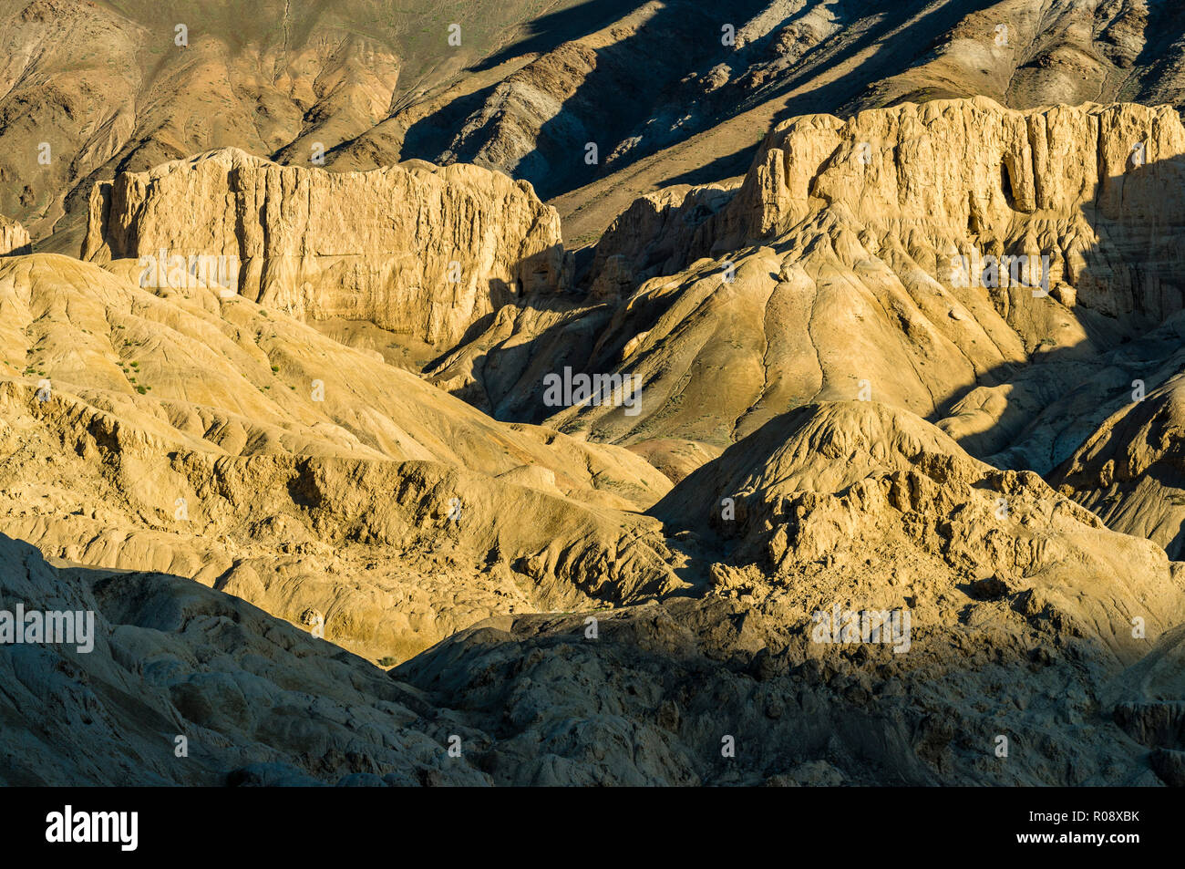 Die "oonlands", eine ungewöhnliche Rockformation, in der Nähe von lamayuru an Srinagar-Leh entfernt - Autobahn. Stockfoto