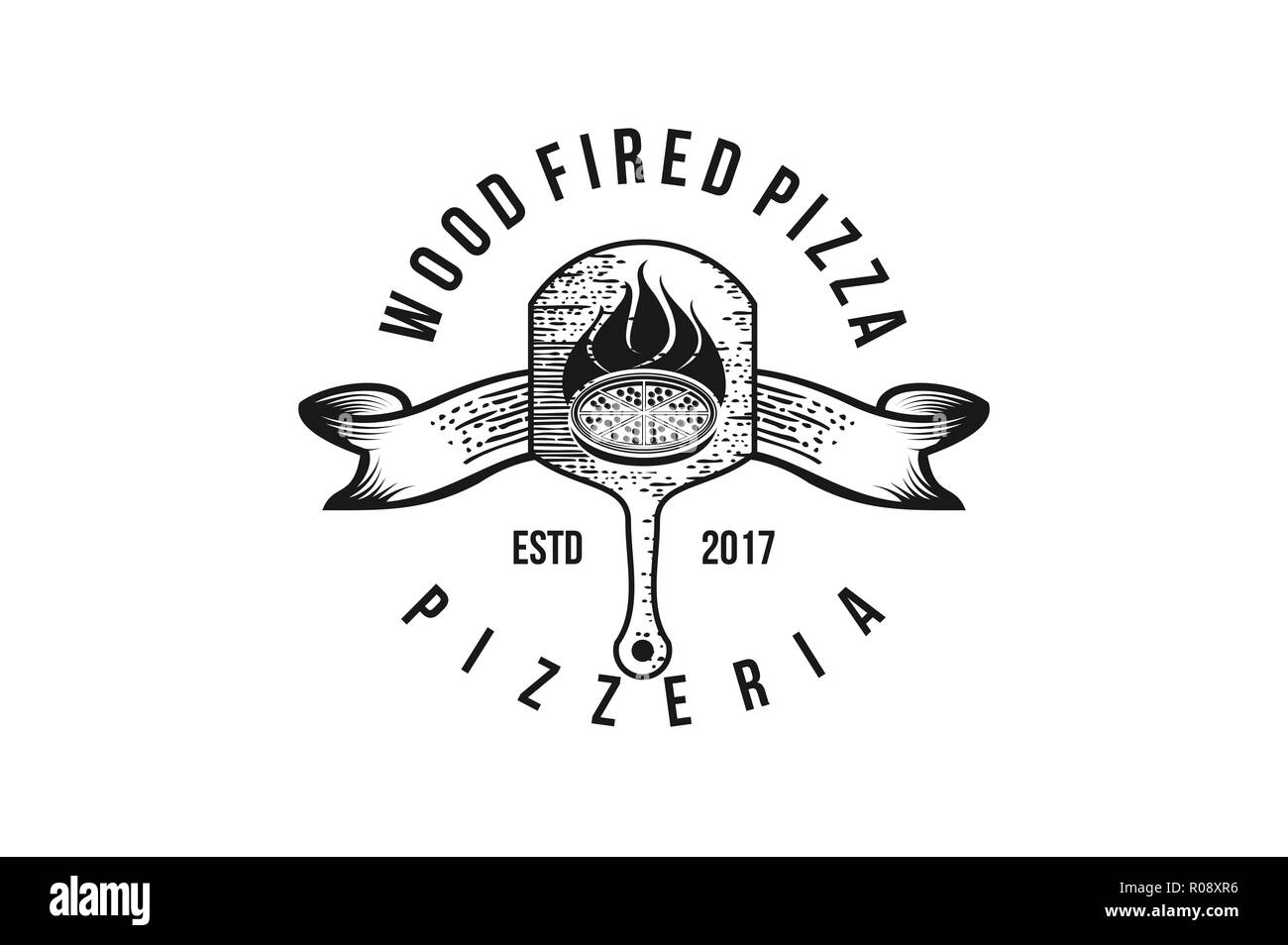 Holzofen Pizza classic Logo Design Stock Vektor