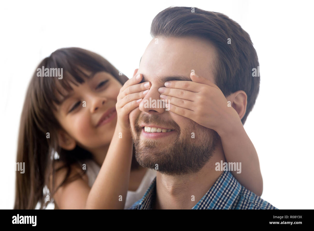 Happy Family feiern Vatertag zu Hause Stockfoto