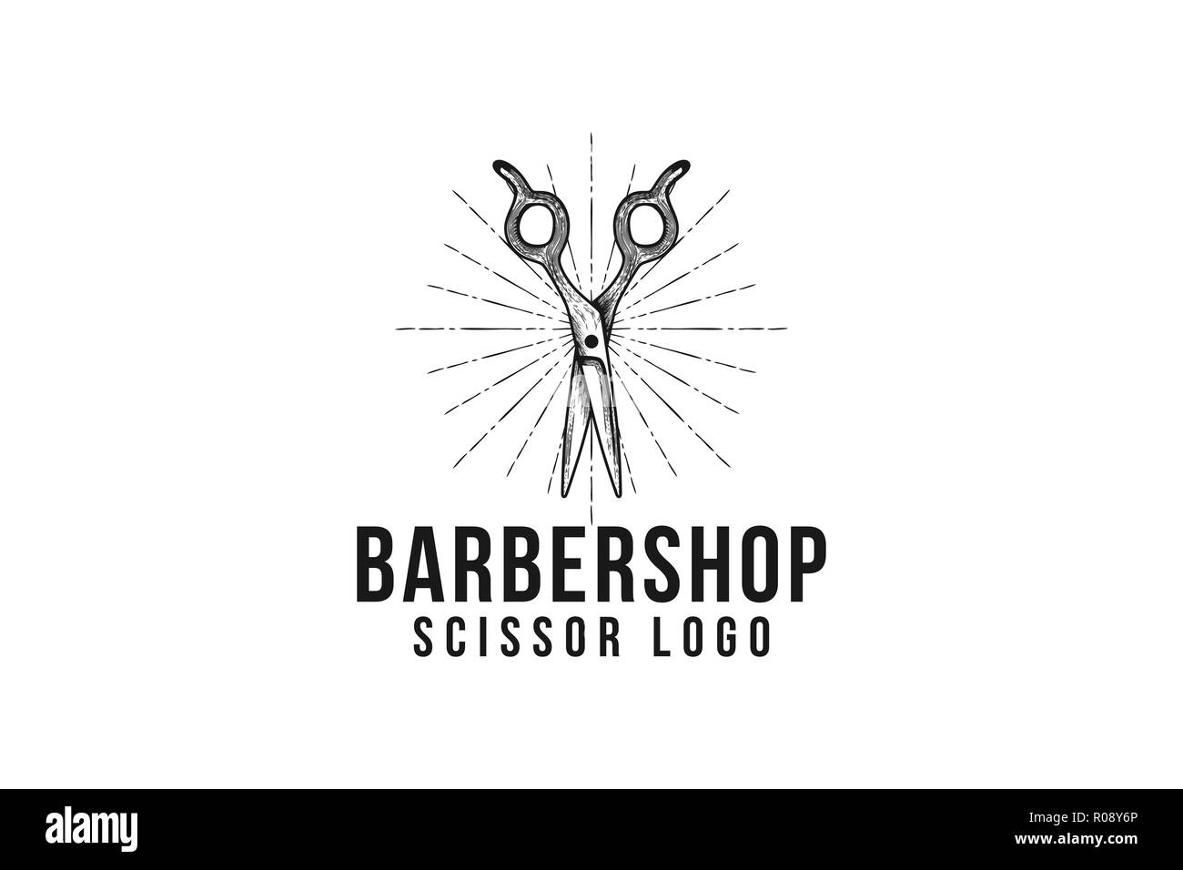 Scissor Vintage Hand Gezeichnet Friseur Logo Design Inspiration Stock Vektorgrafik Alamy